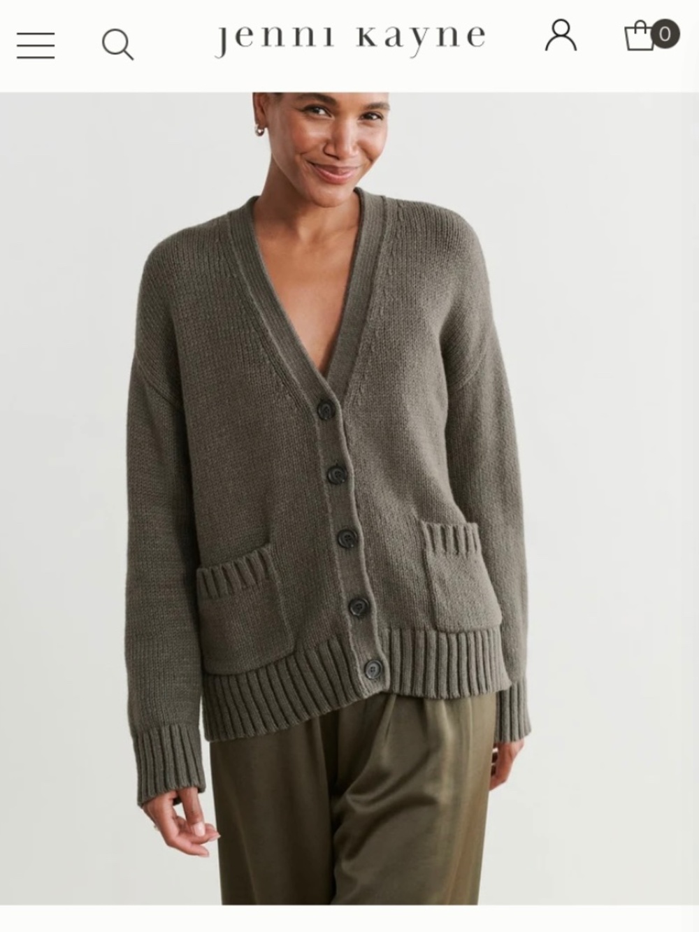 Jenni Kayne Cody Cardigan XS Dusty Olive